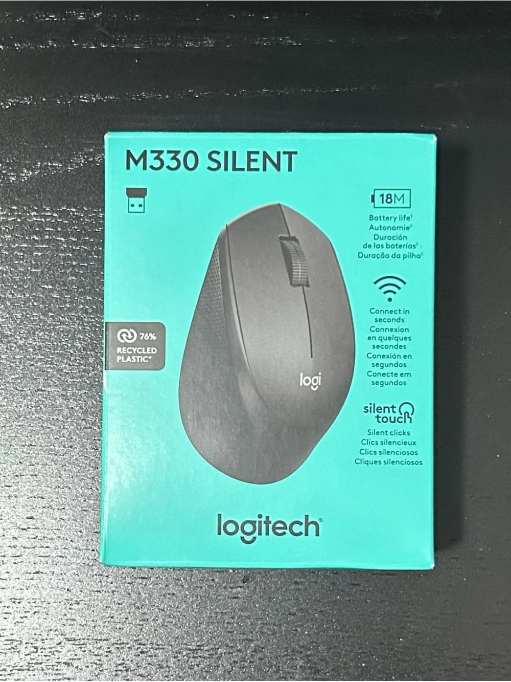 Logitech M330 Silent Wireless Computer Laptop Mouse - Black
